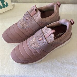Vionic Quilted Slip-On Sneakers with Jewel Strap in Dusty Pink
